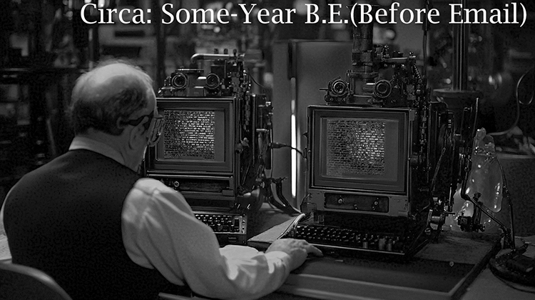Illustration titled Circa B.E., Before Email